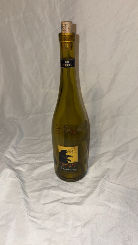 Toasted Heads Empty Chardonnay Wine Bottle With Cork 2002 Bottling Year