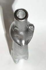 Collectible Vintage CAT SHAPED GLASS BOTTLE – 13”- Metallic Silver