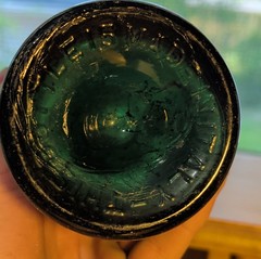 Antique 1910s Teal Green Menthe Wine Champagne Bottle Made In Italy ABM Large