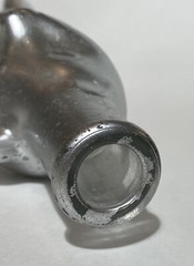 Collectible Vintage CAT SHAPED GLASS BOTTLE – 13”- Metallic Silver