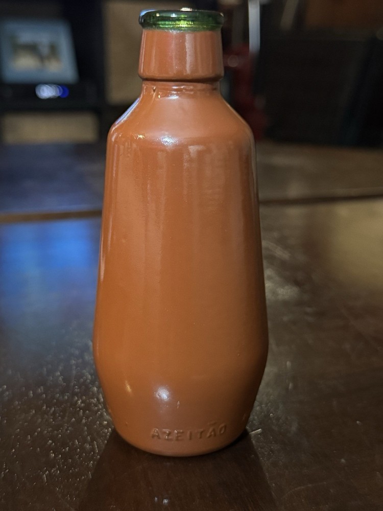 Vintage J.M. DA Fonseca Portugal Brown Painted 6&Prime; Glass Bottle