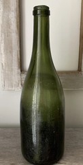 Antique Vintage Green Blown Champagne Wine Bottle Old Coastal Farmhouse