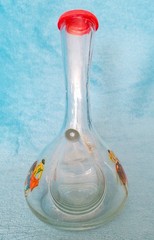 Spanish Porrón Wine Bottle Decanter Carafe Hand-blown Glass Bull-Fighter Decals