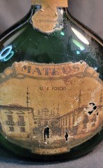Mateus Green Glass Wine Bottle Product Of Portugal So Grape Stamp U.S. Forces