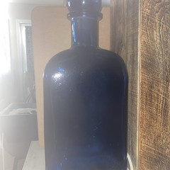 Vidrios San Miguel EXTRA LARGE Blue Recycled Glass Bottle Decanter Spain EUC