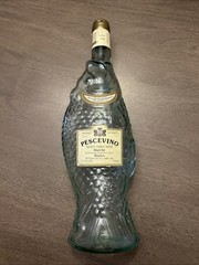 VINTAGE 13”FISH Sculptured Shaped Light Green Glass Wine Bottle Empty Pescevino