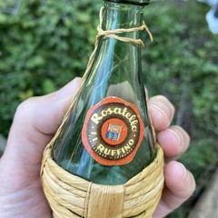 RUFFINO VTG Rosatello Wine BOTTLE EMPTY w Cap & RATTAN WRAP 1/10pt