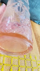 VTG Pink Tinted Glass Wine Empty Bottle Made in Italy Ornate Novelty Rare Find