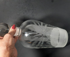Vintage Etched Crystal Glass Bottle Wine Decamter