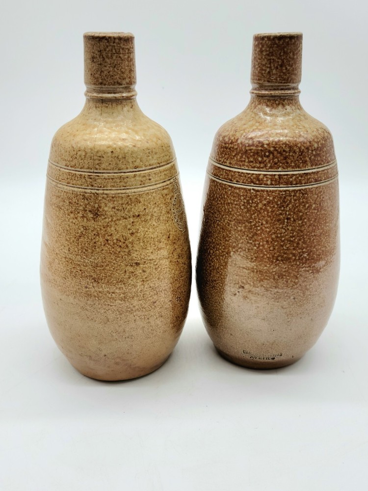 Vintage Jose Maria da Fonseca Portugal Brown Salt Glazed Stoneware Wine Bottles