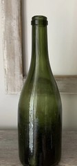Antique Vintage Green Blown Champagne Wine Bottle Old Coastal Farmhouse
