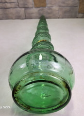 MCM Italian Chianti Wine Embossed Twisted Green Glass Bottle Mazzoni 32&Prime; Import