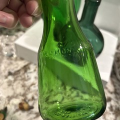 Vintage Green Glass Trio Lamont Vineyards 2/5 Pint Carafe Mid Century Bar Décor