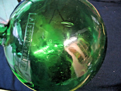 BOLLA BREVETTATA GREEN GLASS WINE BOTTLE 15 » X 10 » X5 » CAPACITY 4 LITERS