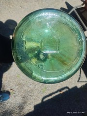 Vtg VIRESA Green Iridescenct 10&Prime; Wine Jug Patina Glass Bottle Carboy Demijohn