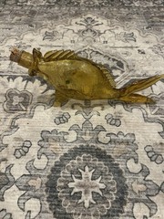 Vintage Italian Handblown Amber Crackle Glass Orvieto Wine Fish Decanter Empty