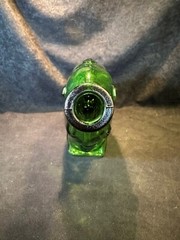 Vintage Green Glass Fish Shaped Decanter Wine Bottle 13 in.