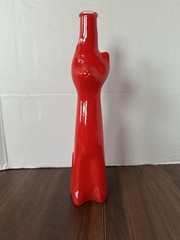 Red Happy Cat Glass Wine Bottle 13 in. Collection Fun Cats! 🐱