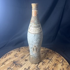 VTG Italian Roman Wine Bottle Ceramic Stone Finished TITVLVS Gold Tone Turquoise