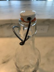 LE VIN Vintage French Wine Glass Bottle With Porcelain Stopper; ART NOUVEAU