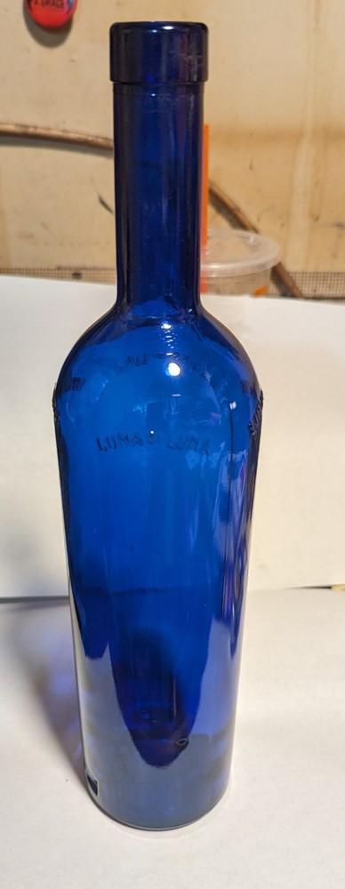 Vintage Cobalt Blue Luna 01 wine bottle VG