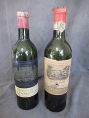 1937 Chateau Lafite Rothschild & 1955 Chateau Palmer Medoc Empty Wine Bottles dl