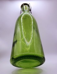 Vintage Antique Green Wine Bottle with White Ceramic Stopper Wire Bail 11&Prime; Tall