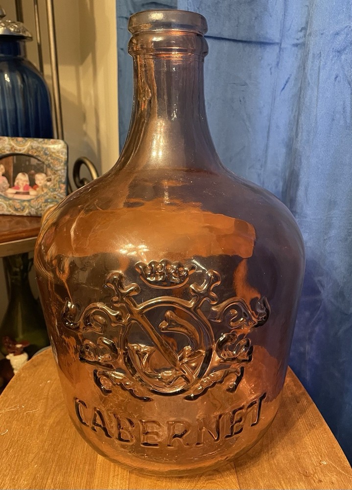 Vidrios San Miguel Bottle Jug Purple Glass Wine Cabernet 3.5 Gallon 16.5” Spain