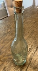 Vintage Green Aqua Glass Wine Decanter Grape Leaves w/ Cork