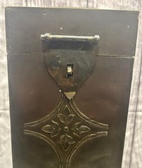 Old Vintage Wine Bottle Box Dark Brass and Wood Elegant Collectible Piece India