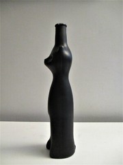 Black Cat Figural German Wine Bottle Satin Glass Mid-century Modern Style Nice!