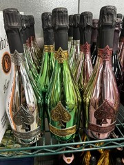 ACE OF SPADES Armand de Brignac 1 Empty Champagne Bottle, bag, & Box. Gold