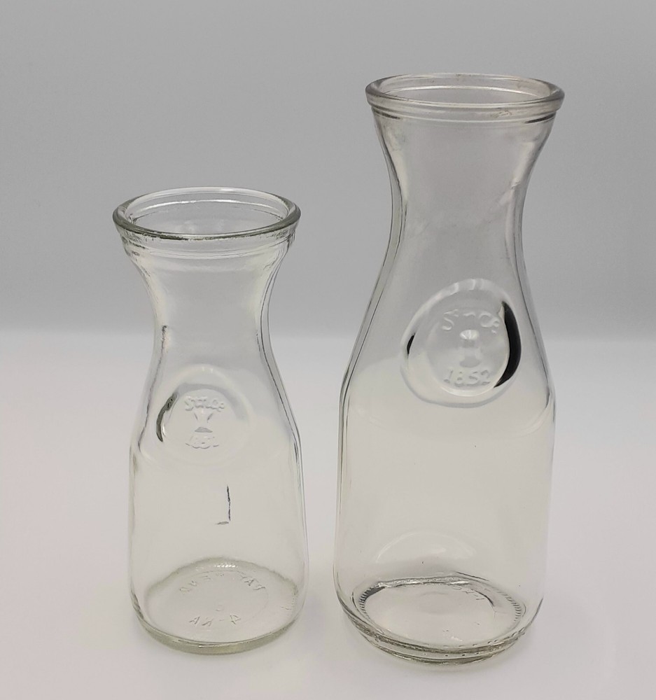 Vintage Paul Masson Embossed Since 1852 Glass Wine Carafes Set Of 2