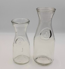 Vintage Paul Masson Embossed Since 1852 Glass Wine Carafes Set Of 2