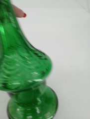 Vtg Italian Cevin Cut Green Glass Italian Wine Bottle Beautiful With Cork