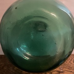 Vintage Large Italian Green Glass Demijohn (Dame Jeanne) Bottle 13-1/2”T 8-1/2”W