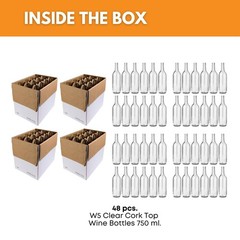 750ml Clear Bordeaux Wine Bottles – Pack of 48 | Flat-Bottomed Glass Bottles for