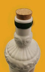 Vintage Chinese White Ceramic Hand Painted Fruit Design Wine Bottle w/Cork