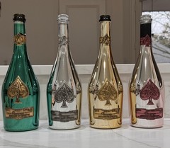 ACE OF SPADES Armand de Brignac 4 Empty Champagne Bottles Green Pink Silver Gold