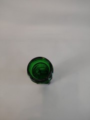 Vintage Emerald Green Glass Long Neck Bottle 8 Sided Base 6” Capers 1880s