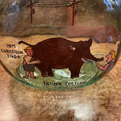 Hand Painted Winter 1.5 Liters Glass Jug Wine Bottle Folk Art ( set of 2 )