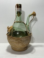 Vintage 1966 Chianti Classico Bottle 1/2 Gallon Straw Basket Rattan Empty