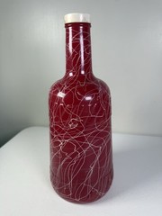 Vintage 1956 Welch’s Refreshment Wine Bottle Drizzled Spaghetti Design Red Glass
