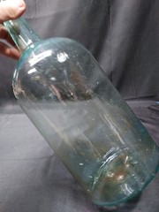 Antique 19th Century Large Aqua Demijohn 15 Inch Tall Wine Bottle 1800&rsquo;s