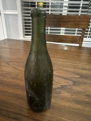 RARE 1840&rsquo;s Hand Blown Green Champagne Wine Bottle 10&Prime; x 2 3/4&Prime;