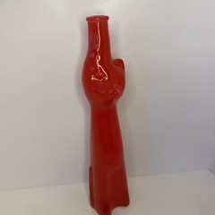 2017 HAPPY CAT FIGURAL RIESLING WINE BOTTLE RED KITTY KITTEN VASE EMPTY 13&Prime;