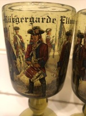 Antique Pair (2) Soda Glass Civil Guard Burgergarde Ellwagen Germany Wine Beer