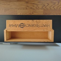 RARE Vintage HYATT REGENCY HOTEL MIAMI WOOD WINE BOTTLE BOX HOLDER FLORIDA