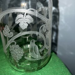 Vintage 1988 Floral Etched Norman Kosarin Carafe Paul Masson Vineyards Birds