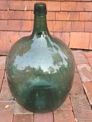 Vintage Green Glass Demijohn Bottle